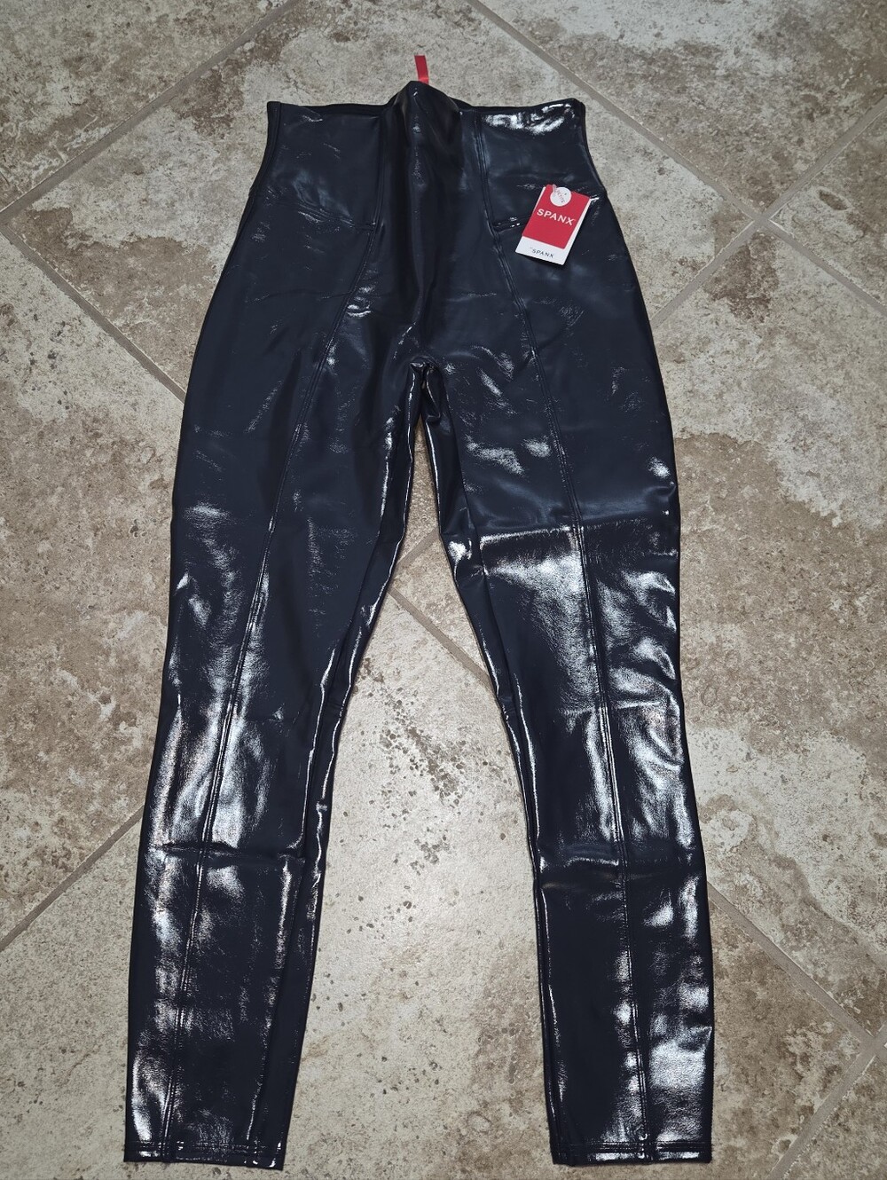 Nwt SPANX Shiny Navy Faux-Leather Leggings